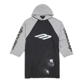 3B Stencil Raglan-T-shirt met capuchon, oversized “Black” 790403TQVT51083