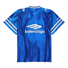 3B Voetbal-shirt met V-hals, glanzend jersey, oversized “Koningsblauw Wit” 857113TTVQ74701