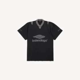 3b voetbal-T-shirt met V-hals voor heren, oversized, in zwart/antraciet