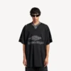 3b voetbal-T-shirt met V-hals voor heren, oversized, in zwart/antraciet