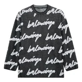 3D Scribble Crewneck katoenen trui “Black” 625985T31801070