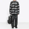 3D Scribble Crewneck katoenen trui “Black” 625985T31801070