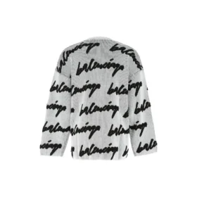 3D Scribble-trui met ronde hals van katoen “White” 625985T31809040