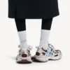 3XL-sneaker met vetersluiting voor dames in bruin/beige/blauw