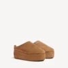 Alaska Soft platform muiltjes voor dames in bruin/wit