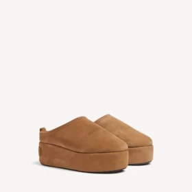 Alaska Soft platform muiltjes voor dames in bruin/wit