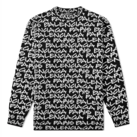 All Over Balenciaga Paris Intarsia-trui “Black White” 599826T31701070
