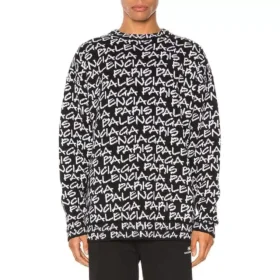 All Over Balenciaga Paris Intarsia-trui “Black White” 599826T31701070