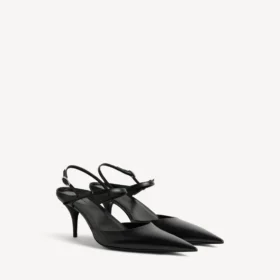 Avenue-slingback met strik voor dames in zwart/zilver