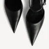 Avenue-slingback met strik voor dames in zwart/zilver