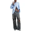 Baggy-jeans met opgezette zakken “Blauw” 751111TDW143359