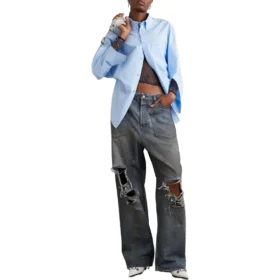 Baggy-jeans met opgezette zakken “Blauw” 751111TDW143359