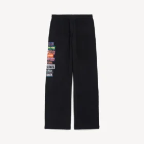 Baggy joggingbroek met ‘Bumper Stickers’-print voor heren in zwart