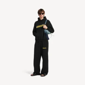 Baggy joggingbroek voor heren met ‘messy spray’-print in zwart