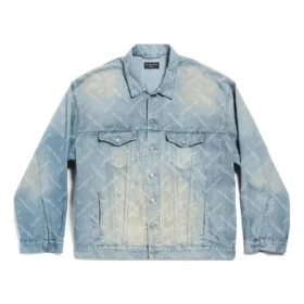 Bal Diagonal Allover Oversized-jas “Light Blue Japanese Ring Denim” 773616TPW534868