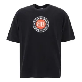 Balenciaga Circular BB Alphabet Logo T-shirt met korte mouwen voor heren, zwart 641614TJV761000