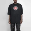 Balenciaga Circular BB Alphabet Logo T-shirt met korte mouwen voor heren, zwart 641614TJV761000