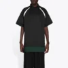 Balenciaga FW21 casual dubbellaags sportpoloshirt met korte mouwen voor heren, zwart 661507TKVA51042