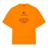 Balenciaga FW21 heren-T-shirt met korte mouwen, breiwerk, retro-print, ‘HI MY NAME IS’ en alfabetprint, brede pasvorm, oranje 661715TKVH57513