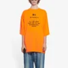 Balenciaga FW21 heren-T-shirt met korte mouwen, breiwerk, retro-print, ‘HI MY NAME IS’ en alfabetprint, brede pasvorm, oranje 661715TKVH57513