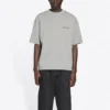 Balenciaga FW21 heren-T-shirt met logo-print, retro, korte mouwen, grijs 612966TIVG51167
