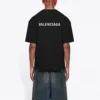Balenciaga FW21 heren-T-shirt met logo-print, retro, korte mouwen, zwart 612966TIVG51070