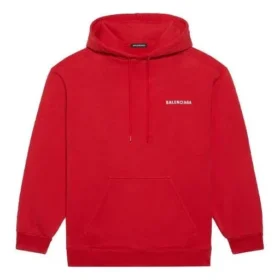 Balenciaga FW21 loszittend T-shirt met capuchon en logo, lange mouwen, rood, heren 600583TIV846540
