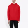 Balenciaga FW21 loszittend T-shirt met capuchon en logo, lange mouwen, rood, heren 600583TIV846540
