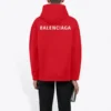 Balenciaga FW21 loszittend T-shirt met capuchon en logo, lange mouwen, rood, heren 600583TIV846540