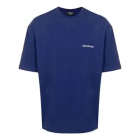 Balenciaga FW21-pullover met logo, ronde hals en korte mouwen voor heren, blauw 612966TIVG53967