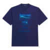 Balenciaga FW21 voor heren, chemisch te reinigen, met alfabetprint, retro gebreid, korte mouwen, marineblauw 651795TKVF83866