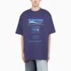 Balenciaga FW21 voor heren, chemisch te reinigen, met alfabetprint, retro gebreid, korte mouwen, marineblauw 651795TKVF83866