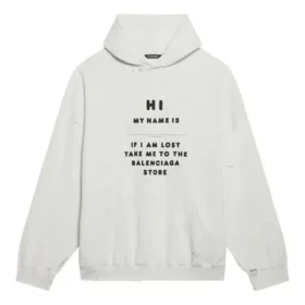 Balenciaga FW21 voor heren ‘Hi My Name Is’ met alfabetpatroon, lange mouwen, wit 651799TKVF29081