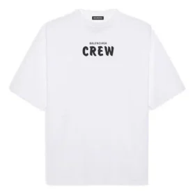 Balenciaga heren-crewtop met alfabetprint, korte mouwen, wit 620969TIV749040
