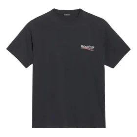 Balenciaga-heren-T-shirt met alfabetprint en korte mouwen, zwart 641675TIV521070