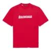 Balenciaga heren-T-shirt met alfabetprint, gatenpatroon, ronde hals en korte mouwen, rood 651795TKVB86295