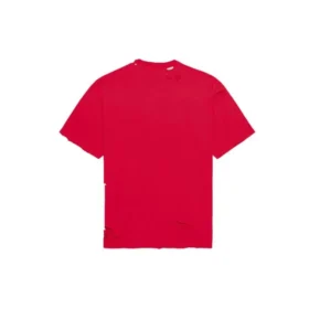 Balenciaga heren-T-shirt met alfabetprint, gatenpatroon, ronde hals en korte mouwen, rood 651795TKVB86295