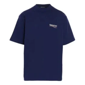 Balenciaga heren T-shirt met Political Campaign print, grote maat, korte mouwen, marineblauw 641675TIV521195