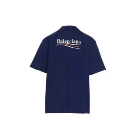 Balenciaga heren T-shirt met Political Campaign print, grote maat, korte mouwen, marineblauw 641675TIV521195