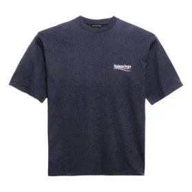 Balenciaga heren T-shirt met Political Campaign print, korte mouwen, marineblauw 570803TAV444128