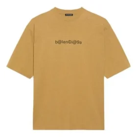 Balenciaga heren-T-shirt met ronde hals, alfabetprint en korte mouwen, kaki 620969TIV509605
