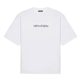 Balenciaga heren-T-shirt met symbolische ronde hals en alfabetprint, korte mouwen, wit 620969TIV509040