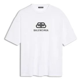 Balenciaga heren T-shirt, wit met BB-logo, klassieke logo-print, korte mouwen 570803TEV489044