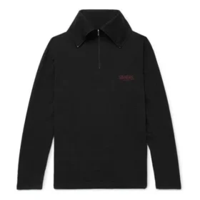 Balenciaga herenjas met geborduurd logo, halve rits en hoge kraag, zwart 486144TWK521000