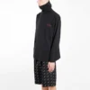 Balenciaga herenjas met geborduurd logo, halve rits en hoge kraag, zwart 486144TWK521000