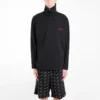 Balenciaga herenjas met geborduurd logo, halve rits en hoge kraag, zwart 486144TWK521000