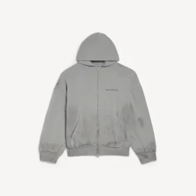 Balenciaga-hoodie met ritssluiting en capuchon voor heren, regular fit, in Balenciaga-grijs