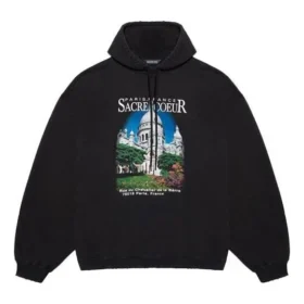 Balenciaga Landscape Loose Hoodie voor heren, zwart 641679TJVH91000