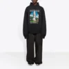 Balenciaga Landscape Loose Hoodie voor heren, zwart 641679TJVH91000