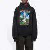 Balenciaga Landscape Loose Hoodie voor heren, zwart 641679TJVH91000